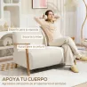 Sofá de 2 Plazas Tapizado en Borreguito 118 cm con Acolchado Grueso Reposabrazos y Patas de Madera Crema - Ogal.Es