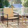 Silla de Ratán de Jardín para Exterior con Reposabrazos Estructura de Acero y Respaldo Inclinado 74x61x81 cm Nat... - Ogal.Es