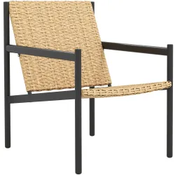 Silla de Ratán de Jardín para Exterior con Reposabrazos Estructura de Acero y Respaldo Inclinado 74x61x81 cm Nat... - Ogal.Es