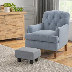Reposapiés de Salón Taburete Bajo con Asiento Acolchado Rectangular para Sala de Estar Dormitorio 40x30x24 cm Gris - Ogal.Es
