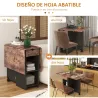 Mesa de Cocina Plegable con Ruedas Alas Abatibles Cajón y Estantes para 2-4 Personas 120x72x75 cm Marrón Rústico... - Ogal.Es