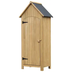 Caseta Jardín Exterior de Madera 77,5x54,2x179,5 cm 0,3 m² para Almacenaje de Herramientas con Estantes Puertas ... - Ogal.Es