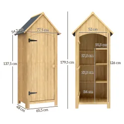 Caseta Jardín Exterior de Madera 77,5x54,2x179,5 cm 0,3 m² para Almacenaje de Herramientas con Estantes Puertas ... - Ogal.Es