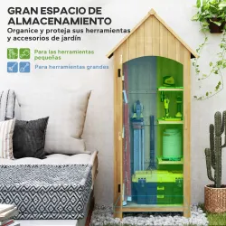 Caseta Jardín Exterior de Madera 77,5x54,2x179,5 cm 0,3 m² para Almacenaje de Herramientas con Estantes Puertas ... - Ogal.Es