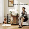 Jaula para Perros Mesa Auxiliar Moderna con Soporte Giratorio con 2 Tazones y 2 Puertas 80x56x76,5 cm Roble - Ogal.Es