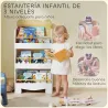 Estantería Infantil de 3 Niveles con Diseño de Osito Bordes Redondeados y Barreras de Seguridad para Libros y Ju... - Ogal.Es