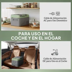 Nevera Portátil Eléctrica 17,4L Refrigerador de Coche 12V-220V -20℃ a +20 ℃ con Pantalla Luz LED 61x34x32,4 cm Gris - Ogal.Es