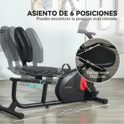 Bicicleta Estática en Casa con Respaldo Resistencia Magnética Ajustable y Pantalla LCD 103-139x61x100,5 cm Negro - Ogal.Es