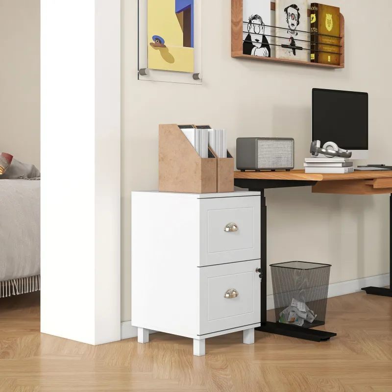 Archivador con Cerradura y 2 Cajones Barras Ajustables para Carpetas A4 y Carta Diseño Compacto 40x41,5x67,5 cm ... - Ogal.Es