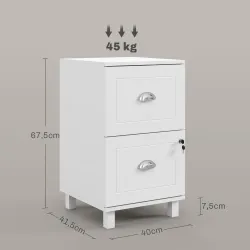 Archivador con Cerradura y 2 Cajones Barras Ajustables para Carpetas A4 y Carta Diseño Compacto 40x41,5x67,5 cm ... - Ogal.Es