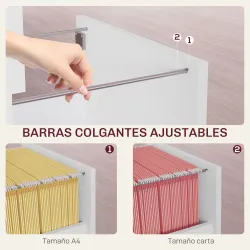 Archivador con Cerradura y 2 Cajones Barras Ajustables para Carpetas A4 y Carta Diseño Compacto 40x41,5x67,5 cm ... - Ogal.Es