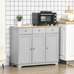 Aparador de Cocina Mueble Auxiliar de Almacenaje para Comedor Salón Estilo Moderno Antivuelco 101x40x85 cm Gris - Ogal.Es