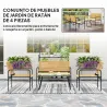 Conjunto de Muebles Jardín Exterior de Ratán de 4 Piezas con Sofá Sillones y Mesa de Tablero de Vidrio Natural - Ogal.Es
