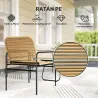 Conjunto de Muebles Jardín Exterior de Ratán de 4 Piezas con Sofá Sillones y Mesa de Tablero de Vidrio Natural - Ogal.Es