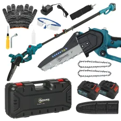 Mini Motosierra Bateria 8 Pulgadas 6000mAh con 580W Motor sin Escobillas 2 Baterías Palo Telescópico para Podar ... - Ogal.Es