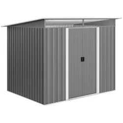 Cobertizo de Jardín Exterior 4,5 m² 260x194x200 cm con Paneles Frontales Transparentes y 2 Puertas Corredizas Gris - Ogal.Es