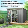 Cobertizo de Jardín Exterior 4,5 m² 260x194x200 cm con Paneles Frontales Transparentes y 2 Puertas Corredizas Gris - Ogal.Es