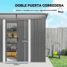 Cobertizo de Jardín Exterior 4,5 m² 260x194x200 cm con Paneles Frontales Transparentes y 2 Puertas Corredizas Gris - Ogal.Es