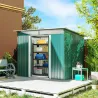 Cobertizo de Jardín Exterior 4,5 m² 260x194x200 cm con Paneles Frontales Transparentes y 2 Puertas Corredizas Verde - Ogal.Es
