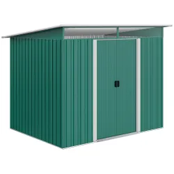 Cobertizo de Jardín Exterior 4,5 m² 260x194x200 cm con Paneles Frontales Transparentes y 2 Puertas Corredizas Verde - Ogal.Es