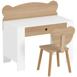 Escritorio Infantil con Silla en Forma de Osito con Cajón para Leer y Estudiar Mesa 80x41x74,5 cm y Silla 32,5x3... - Ogal.Es