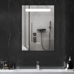 Espejo de Baño con Luz LED 70x50 cm con 3 Colores de Luz Función Antivaho Función de Memoria IP44 - Ogal.Es