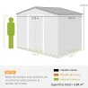 Caseta de Jardín Exterior 4,84m² 278x195x215cm con 2 Puertas y 4 Ventanas para Almacenamiento de Herramientas Na... - Ogal.Es