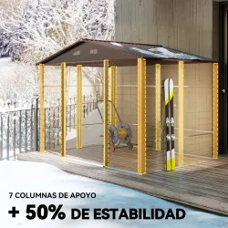 Caseta de Jardín Exterior 4,84m² 278x195x215cm con 2 Puertas y 4 Ventanas para Almacenamiento de Herramientas Na... - Ogal.Es