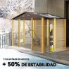 Caseta de Jardín Exterior 4,84m² 278x195x215cm con 2 Puertas y 4 Ventanas para Almacenamiento de Herramientas Na... - Ogal.Es