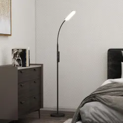 Lámpara de Pie LED Regulable con Temperaturas de Color Ajuste Continuo Control Remoto y Táctil Temporizador Negro - Ogal.Es