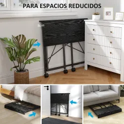Escritorio Plegable con Ruedas y Estructura Resistente Ideal para Oficina y Estudio 80x40x75 cm Negro - Ogal.Es