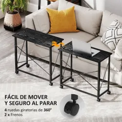 Escritorio Plegable con Ruedas y Estructura Resistente Ideal para Oficina y Estudio 80x40x75 cm Negro - Ogal.Es