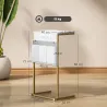 Mesa Auxiliar Estilo Marmolizado con Cargador USB y Espacio de Almacenaje 25,5x40x71 cm Blanco y Dorado - Ogal.Es