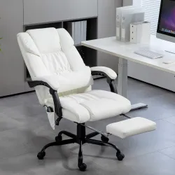 Silla de Oficina con Masaje de 6 Puntos Respaldo Alto Reclinable Altura Ajustable Reposapiés y Mando a Distancia... - Ogal.Es