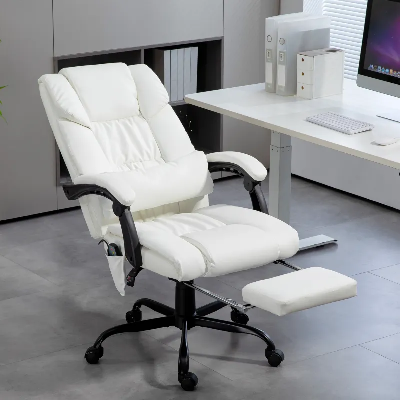 Silla de Oficina con Masaje de 6 Puntos Respaldo Alto Reclinable Altura Ajustable Reposapiés y Mando a Distancia... - Ogal.Es
