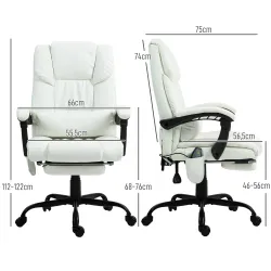 Silla de Oficina con Masaje de 6 Puntos Respaldo Alto Reclinable Altura Ajustable Reposapiés y Mando a Distancia... - Ogal.Es