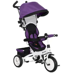 Triciclo Evolutivo para Niños +12 Meses con Toldo Plegable Mango de Empuje Telescópico y Cinturón de Seguridad V... - Ogal.Es