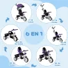 Triciclo Evolutivo para Niños +12 Meses con Toldo Plegable Mango de Empuje Telescópico y Cinturón de Seguridad V... - Ogal.Es