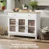 Aparador para Salón Moderno con 3 Puertas de Vidrio Estriado 2 Cajones y Estantes Ajustables 100x35x80,3 cm Blanco - Ogal.Es