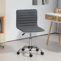 Silla de Escritorio sin Brazos Giratoria con Altura Ajustable Silla para Estudio Tapizada en PU Carga 120 kg Gri... - Ogal.Es