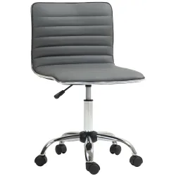 Silla de Escritorio sin Brazos Giratoria con Altura Ajustable Silla para Estudio Tapizada en PU Carga 120 kg Gri... - Ogal.Es