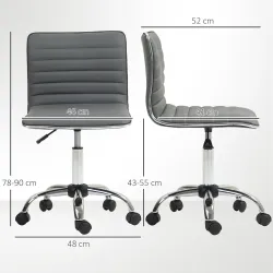 Silla de Escritorio sin Brazos Giratoria con Altura Ajustable Silla para Estudio Tapizada en PU Carga 120 kg Gri... - Ogal.Es