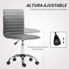 Silla de Escritorio sin Brazos Giratoria con Altura Ajustable Silla para Estudio Tapizada en PU Carga 120 kg Gri... - Ogal.Es