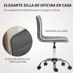 Silla de Escritorio sin Brazos Giratoria con Altura Ajustable Silla para Estudio Tapizada en PU Carga 120 kg Gri... - Ogal.Es