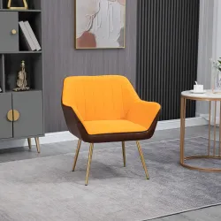 Silla de Cuero Sintético y Terciopelo con Respaldo a Rayas Patas Doradas y Asiento Acolchado para Salón Dormitor... - Ogal.Es