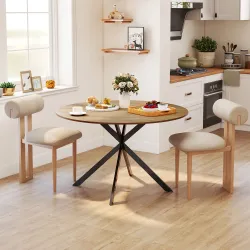 Mesa de Comedor Redonda para 4 Personas con Estructura de Acero Ø120x75 cm Roble - Ogal.Es