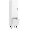 Armario Alto para Baño con Puertas y Estantes Cesto para Ropa Sucia en Espacios Reducidos 35x31,5x144 cm Blanco - Ogal.Es