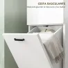 Armario Alto para Baño con Puertas y Estantes Cesto para Ropa Sucia en Espacios Reducidos 35x31,5x144 cm Blanco - Ogal.Es