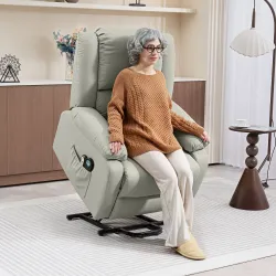 Sillón Levanta Personas Eléctrico con 8 Punto de Masaje Función Calentamiento 2 Controles Remotos y Bolsillo Gri... - Ogal.Es