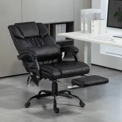 Silla de Oficina con Masaje de 6 Puntos Respaldo Alto Reclinable Altura Ajustable Reposapiés y Mando a Distancia... - Ogal.Es